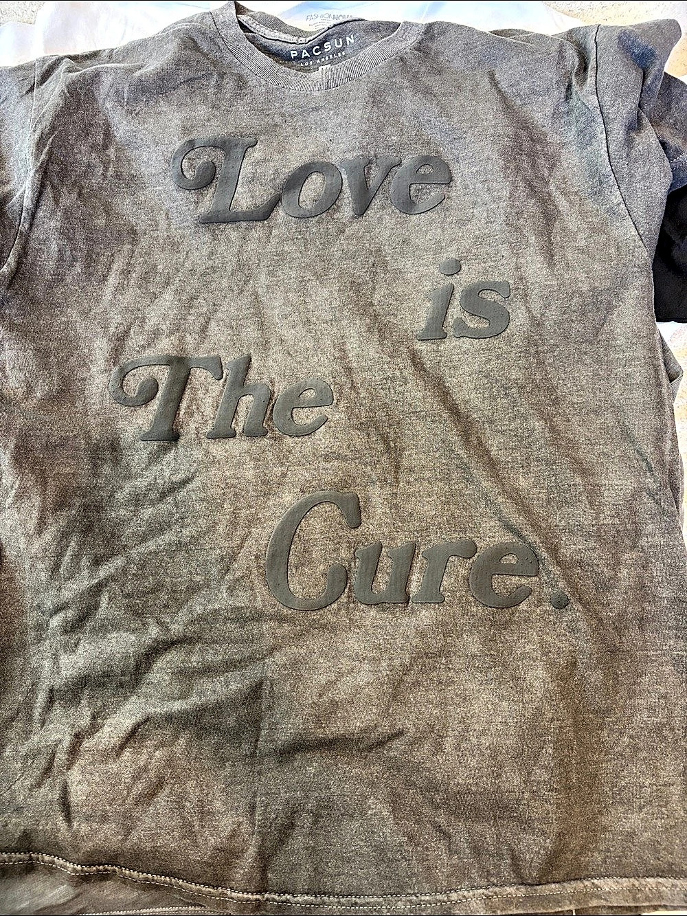 PAC SUN Love Is The Cure Graphic Tee in Gray